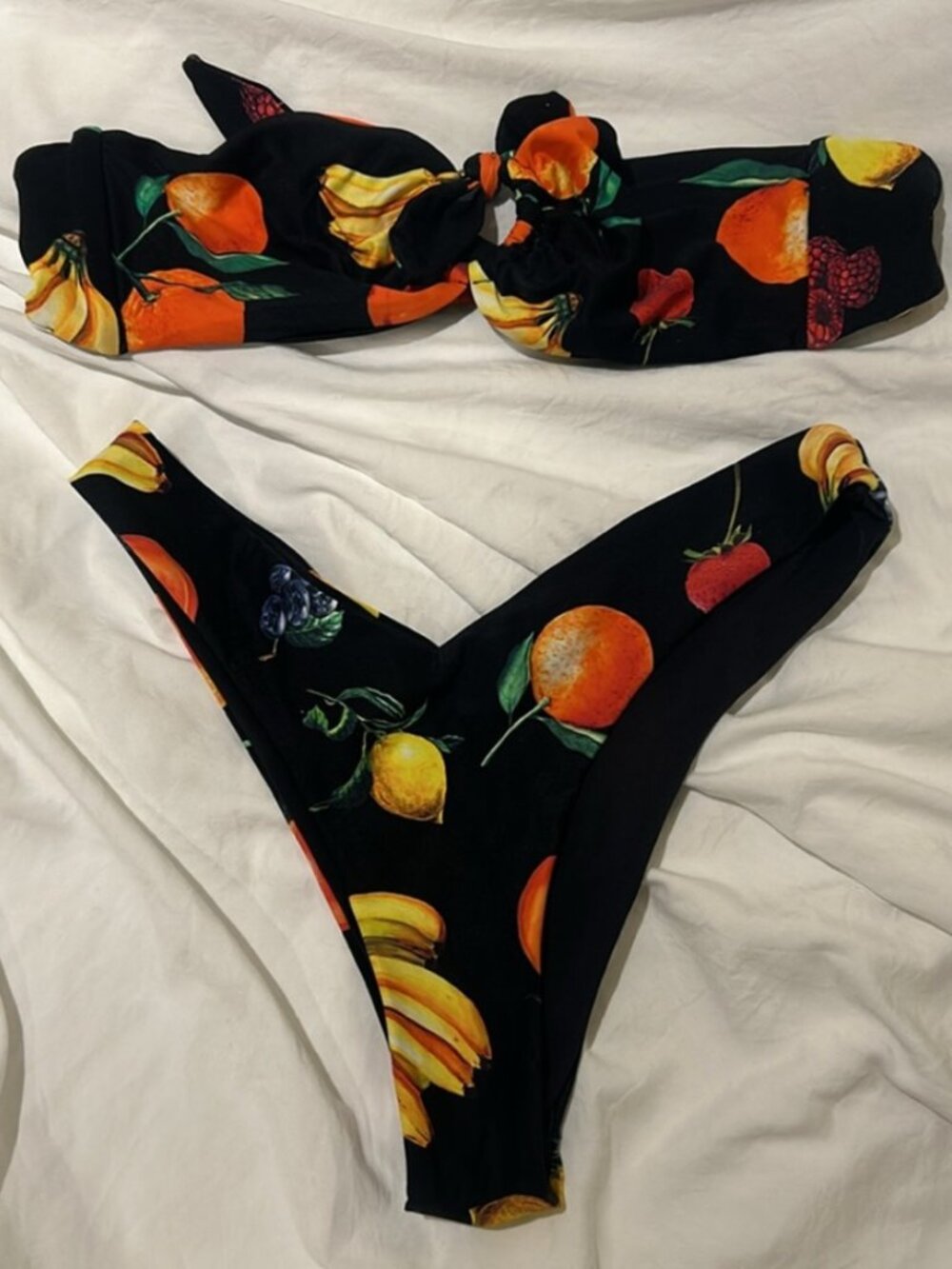 WeWoreWhat Danielle Bernstein Fruit Bandeau Bikini set XS A/B cup NWOT